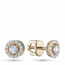 14K Yellow Gold Earring Studs with 26 Round-Cut Lab-Created Diamonds 0.614 CT.TW