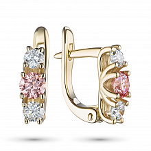 14K Yellow Gold Earrings with 6 Round-Cut Lab-Created Diamonds 1.084 CT.TW