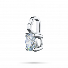14K White Gold Pendant with 1 Round-Cut Lab-Created Diamond 0.728 CT.TW