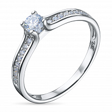 Sterling Silver Ring with 20 Round-Cut Lab-Created Diamonds 0.264 CT.TW