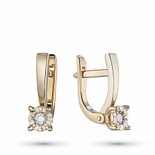 14K Yellow Gold Earrings with 18 Round-Cut Lab-Created Diamonds 0.258 CT.TW