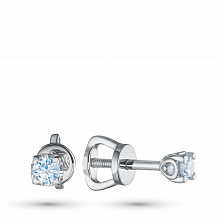 Sterling Silver Earring Studs with 10 Round-Cut Lab-Created Diamonds 0.318 CT.TW