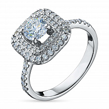 14K White Gold Ring with 57 Round-Cut Lab-Created Diamonds 1.023 CT.TW