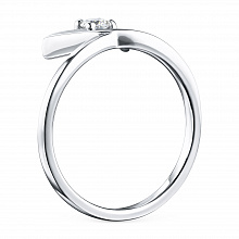 14K White Gold Ring with 1 Round-Cut Lab-Created Diamond 0.118 CT.TW