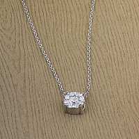 14K White Gold Necklace with 9 Round-Cut Lab-Created Diamonds 0.321 CT.TW - изображение 4