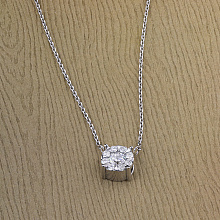 14K White Gold Necklace with 9 Round-Cut Lab-Created Diamonds 0.325 CT.TW