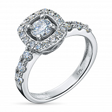 14K White Gold Ring with 23 Round-Cut Lab-Created Diamonds 1.17 CT.TW