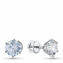14K White Gold Earring Studs with 2 Round-Cut Lab-Created Diamonds 4.086 CT.TW