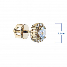 14K Yellow Gold Earring Studs with 34 Round-Cut Lab-Created Diamonds 0.883 CT.TW