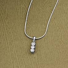 14K White Gold Pendant with 3 Round-Cut Lab-Created Diamonds 0.373 CT.TW