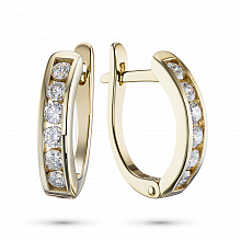 14K Yellow Gold Earrings with 12 Round-Cut Lab-Created Diamonds 0.908 CT.TW