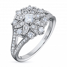 14K White Gold Ring with 65 Round-Cut Lab-Created Diamonds 0.888 CT.TW