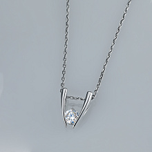 14K White Gold Pendant with 1 Round-Cut Lab-Created Diamond 0.339 CT.TW