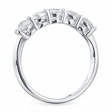 14K White Gold Ring with 5 Round-Cut Lab-Created Diamonds 1.317 CT.TW