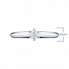 14K White Gold Ring with 1 Round-Cut Lab-Created Diamond 0.258 CT.TW
