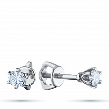 14K White Gold Earring Studs with 2 Round-Cut Lab-Created Diamonds 0.659 CT.TW