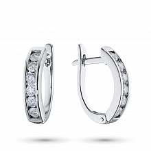 14K White Gold Earrings with 12 Round-Cut Lab-Created Diamonds 0.908 CT.TW