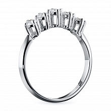 14K White Gold Ring with 5 Round-Cut Lab-Created Diamonds 0.549 CT.TW