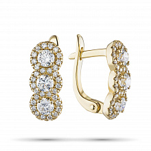 14K Yellow Gold Earrings with 70 Round-Cut Lab-Created Diamonds 1.023 CT.TW