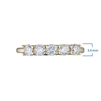 Yellow Gold Ring with 5 Round-Cut Lab-Created Diamonds 0.647 CT.TW - изображение 3