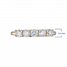 14K Yellow Gold Ring with 5 Round-Cut Lab-Created Diamonds 0.655 CT.TW