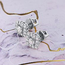Sterling Silver Earring Studs with 26 Round-Cut Lab-Created Diamonds 0.958 CT.TW