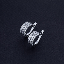 Sterling Silver Earrings with 58 Round-Cut Lab-Created Diamonds 1.639 CT.TW