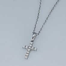 Sterling Silver Pendant with 11 Round-Cut Lab-Created Diamonds 0.12 CT.TW