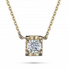 14K Yellow Gold Necklace with 1 Round-Cut Lab-Created Diamond 1.022 CT.TW