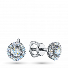 Sterling Silver Earring Studs with 26 Round-Cut Lab-Created Diamonds 0.565 CT.TW