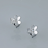 Sterling Silver Earring Studs with 2 Round-Cut Lab-Created Diamonds 0.042 CT.TW - изображение 4