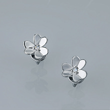 Sterling Silver Earring Studs with 2 Round-Cut Lab-Created Diamonds 0.043 CT.TW
