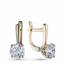 14K Yellow Gold Earrings with 2 Round-Cut Lab-Created Diamonds 3.023 CT.TW