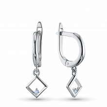 Sterling Silver Earrings with 2 Round-Cut Lab-Created Diamonds 0.036 CT.TW
