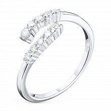 14K White Gold Ring with 10 Round-Cut Lab-Created Diamonds 0.249 CT.TW