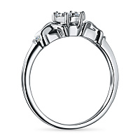 Sterling Silver Ring with 9 Round-Cut Lab-Created Diamonds 0.125 CT.TW - изображение 4
