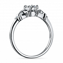 Sterling Silver Ring with 9 Round-Cut Lab-Created Diamonds 0.164 CT.TW