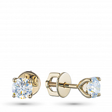 14K Yellow Gold Earring Studs with 2 Round-Cut Lab-Created Diamonds 1.304 CT.TW