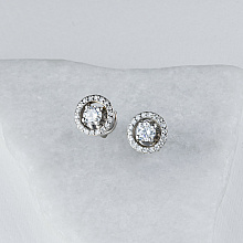 14K White Gold Earring Studs with 38 Round-Cut Lab-Created Diamonds 0.716 CT.TW