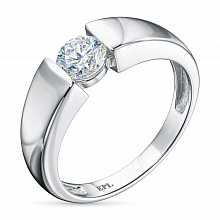 14K White Gold Ring with 1 Round-Cut Lab-Created Diamond 0.728 CT.TW