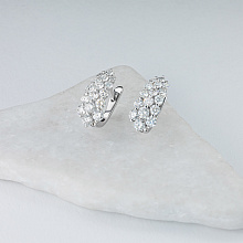14K White Gold Earrings with 32 Round-Cut Lab-Created Diamonds 1.88 CT.TW