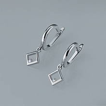 Sterling Silver Earrings with 2 Round-Cut Lab-Created Diamonds 0.032 CT.TW