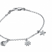 Sterling Silver Bracelet with 2 Round-Cut Diamonds 0.01 CT.TW