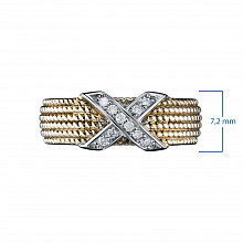14K White and Yellow Gold Ring with 10 Round-Cut Lab-Created Diamonds 0.091 CT.TW