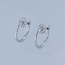 Sterling Silver Earrings with 12 Round-Cut Lab-Created Diamonds 0.132 CT.TW