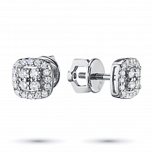 Sterling Silver Earring Studs with 40 Round-Cut Lab-Created Diamonds 0.524 CT.TW