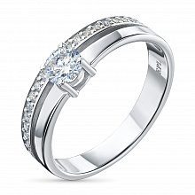 14K White Gold Ring with 21 Round-Cut Lab-Created Diamonds 0.689 CT.TW