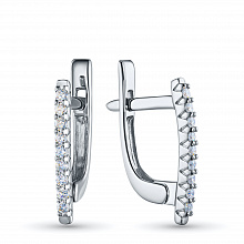 Sterling Silver Earrings with 18 Round-Cut Lab-Created Diamonds 0.181 CT.TW