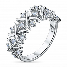 14K White Gold Ring with 16 Round-Cut Lab-Created Diamonds 0.314 CT.TW