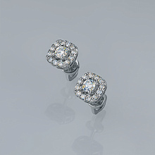 Sterling Silver Earring Studs with 26 Round-Cut Lab-Created Diamonds 0.509 CT.TW